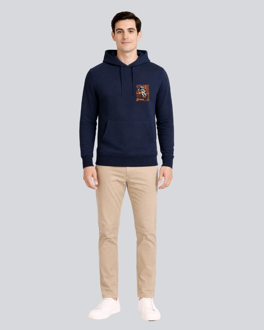 Printed Astronaut Winter Navy Blue Hoodie