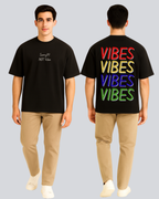 Printed Vibes Streetwear Black Oversize Fit T-Shirt