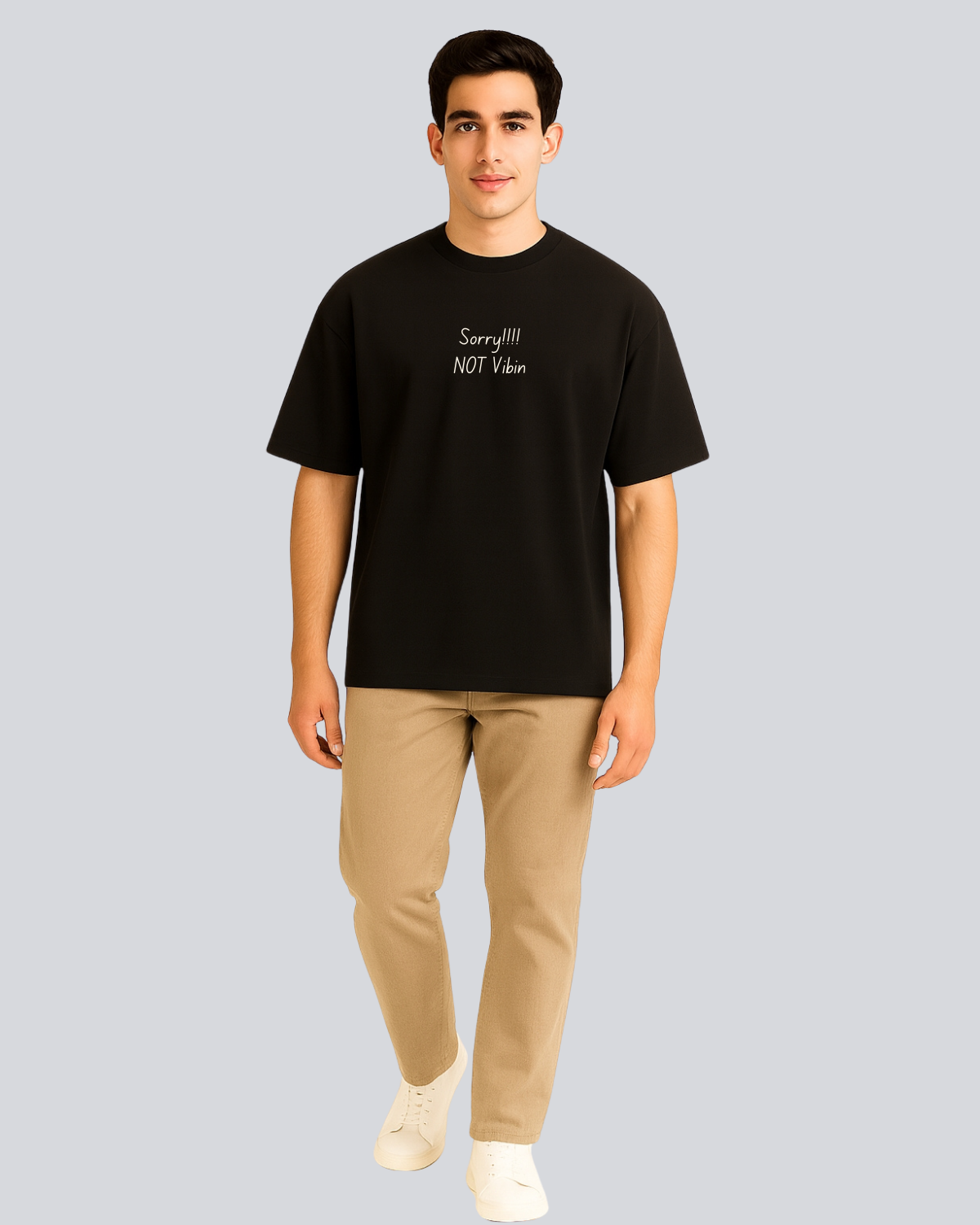 Printed Vibes Streetwear Black Oversize Fit T-Shirt