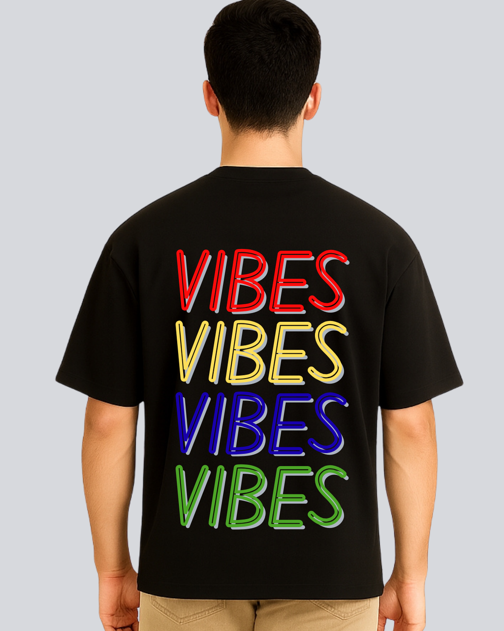 Printed Vibes Streetwear Black Oversize Fit T-Shirt