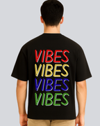 Printed Vibes Streetwear Black Oversize Fit T-Shirt