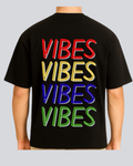 Printed Vibes Streetwear Black Oversize Fit T-Shirt