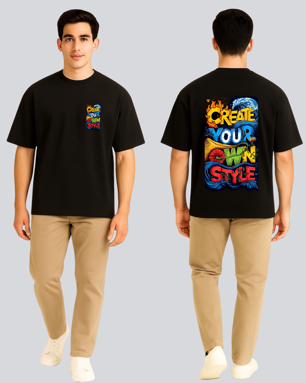 Printed Own Style Streetwear Black Oversize Fit T-Shirt