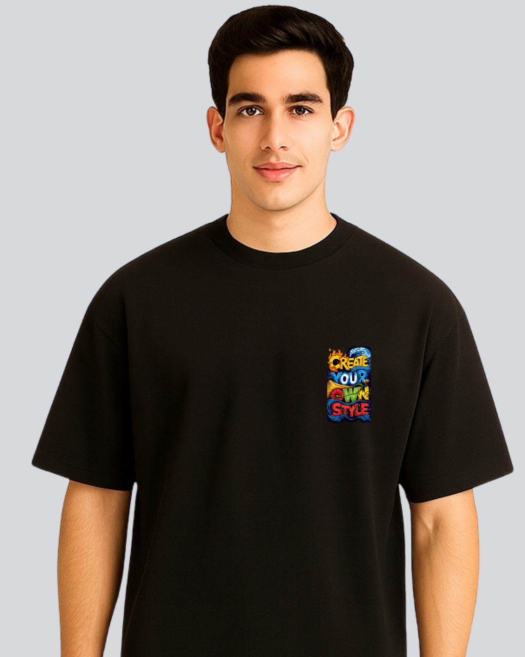 Printed Own Style Streetwear Black Oversize Fit T-Shirt