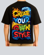 Printed Own Style Streetwear Black Oversize Fit T-Shirt