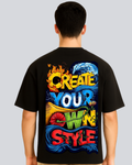 Printed Own Style Streetwear Black Oversize Fit T-Shirt