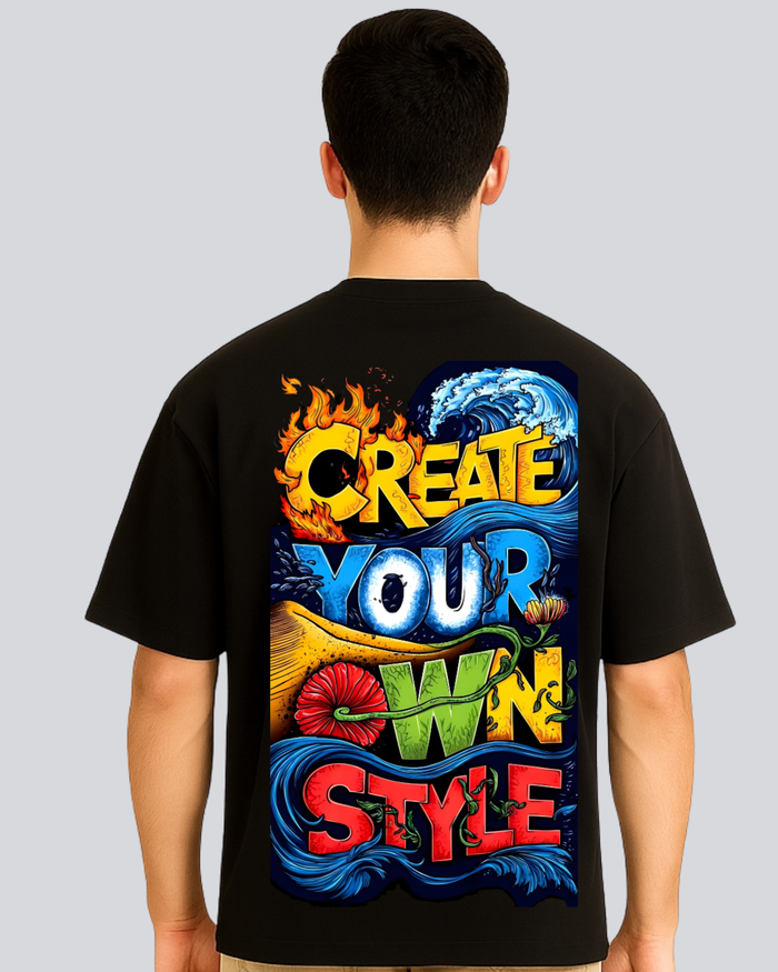 Printed Own Style Streetwear Black Oversize Fit T-Shirt