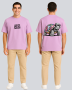 Printed Fast & Furious Streetwear Lavender Oversize T-Shirt