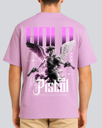 Printed Hold my Pistol Streetwear Lavender Oversize T-Shirt