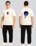 Printed Hot Air Balloon Streetwear Off White Oversize T-Shirt