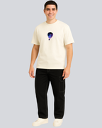 Printed Hot Air Balloon Streetwear Off White Oversize T-Shirt