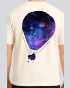 Printed Hot Air Balloon Streetwear Off White Oversize T-Shirt