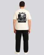 Printed Bullet Streetwear Off White Oversize T-Shirt