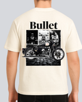 Printed Bullet Streetwear Off White Oversize T-Shirt