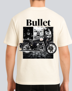 Printed Bullet Streetwear Off White Oversize T-Shirt