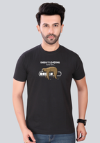 Printed Energy Loading Round Crew Neck Black T-Shirt