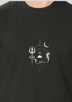 Printed Sanatni Round Crew Neck Black T-Shirt