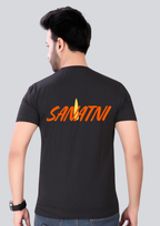 Printed Sanatni Round Crew Neck Black T-Shirt