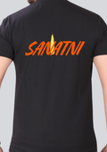 Printed Sanatni Round Crew Neck Black T-Shirt