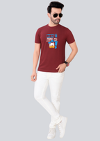 Printed Don't Make Me Round Crew Neck Maroon T-Shirt