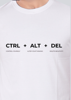Printed CtrlAltDel Round Crew Neck White T-Shirt