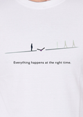 Printed Timing Round Crew Neck White T-Shirt