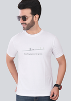 Printed Timing Round Crew Neck White T-Shirt