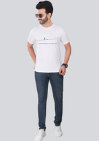 Printed Timing Round Crew Neck White T-Shirt