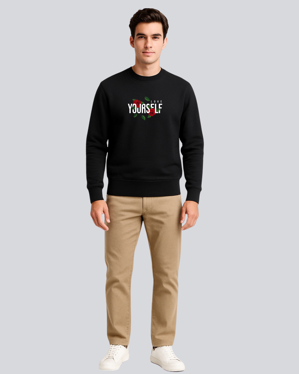 Printed Love yourself Supreme Black Sweatshirt