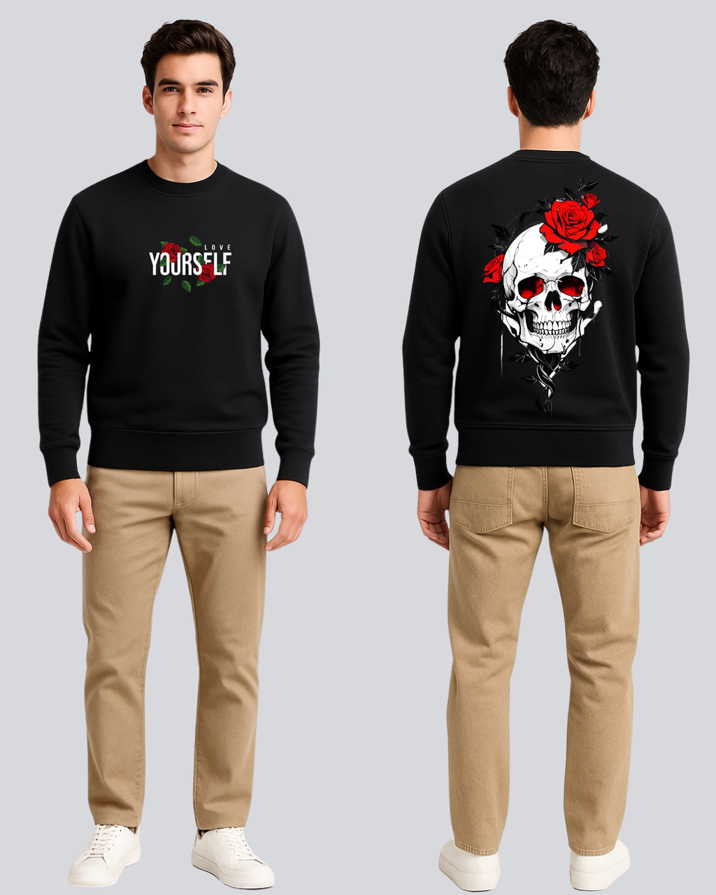 Printed Love yourself Supreme Black Sweatshirt