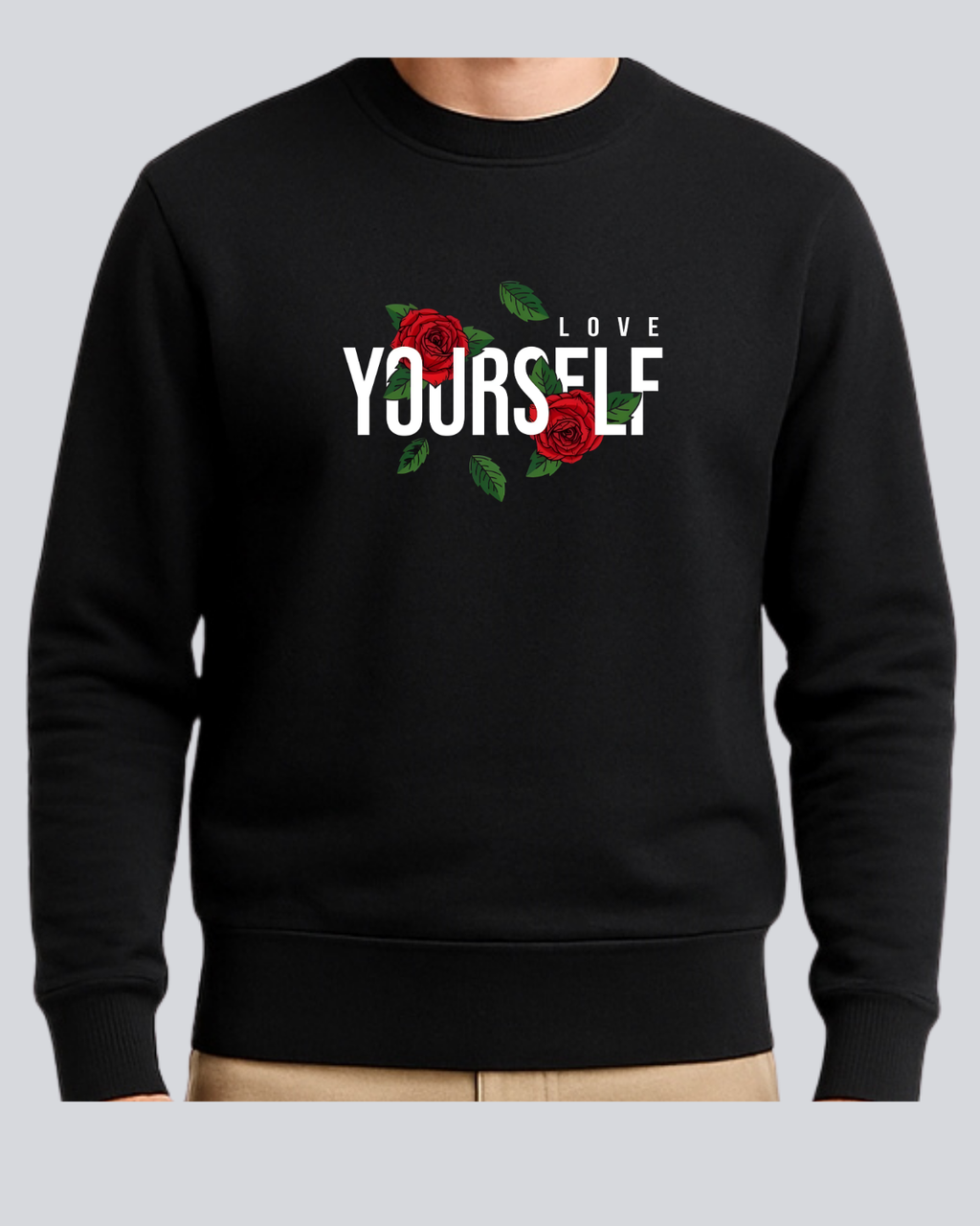 Printed Love yourself Supreme Black Sweatshirt