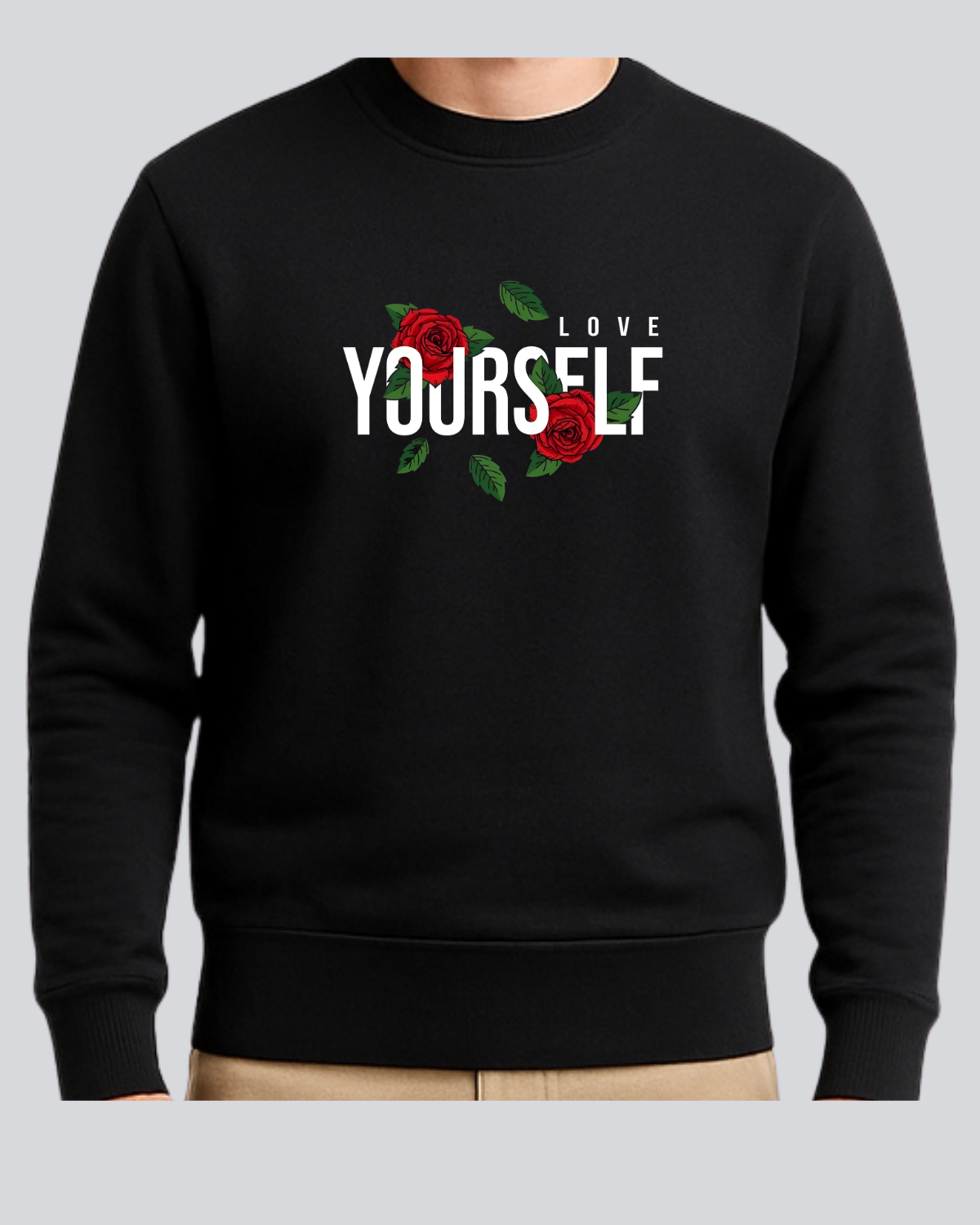 Printed Love yourself Supreme Black Sweatshirt