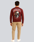 Printed Skull Fatality Supreme Maroon Sweatshirt