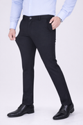 Black Dot Fearless 4-Way Stretch Navy Blue Formal Narrow Fit Trousers
