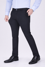 Black Dot Fearless 4-Way Stretch Navy Blue Formal Narrow Fit Trousers