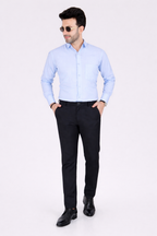 Black Dot Fearless 4-Way Stretch Navy Blue Formal Narrow Fit Trousers