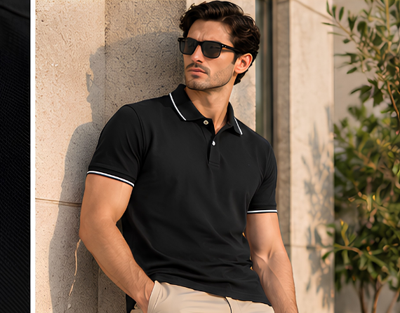 Plain Premium Black Polo T shirt