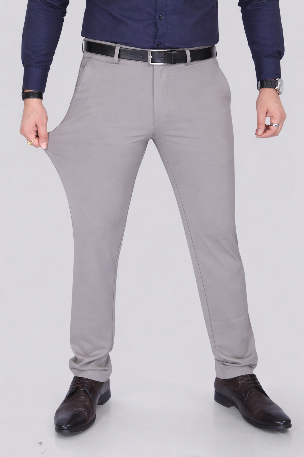 Black Dot Fearless 4-Way Stretch Mouse Formal Narrow Fit Trousers
