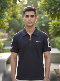 Premium Navy Blue Zip Polo T shirt
