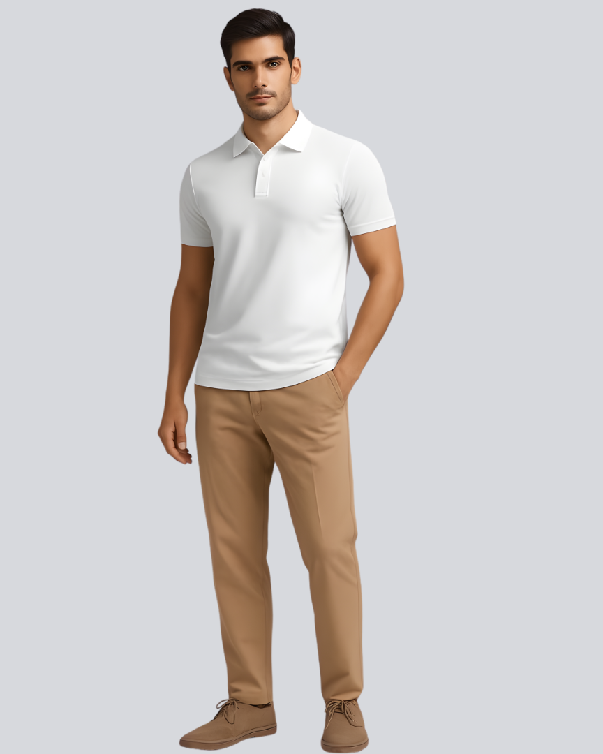 Plain Classic White Polo T shirt