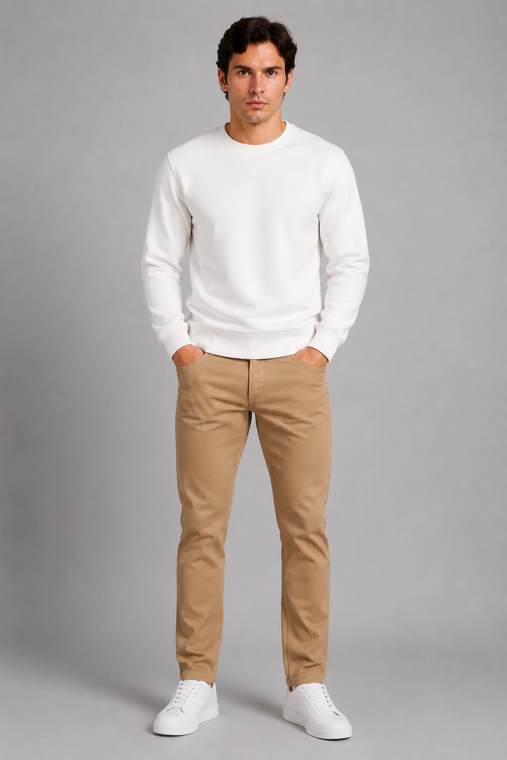 Plain Supreme White Winter Sweatshirt