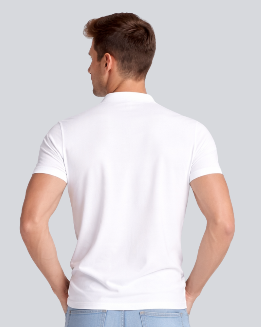 Plain Premium White Henley T Shirt