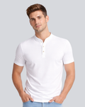 Plain Premium White Henley T Shirt