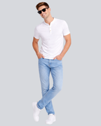 Plain Premium White Henley T Shirt