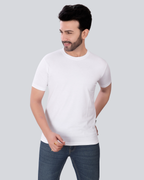 Plain Round Crew Neck White  T-Shirt