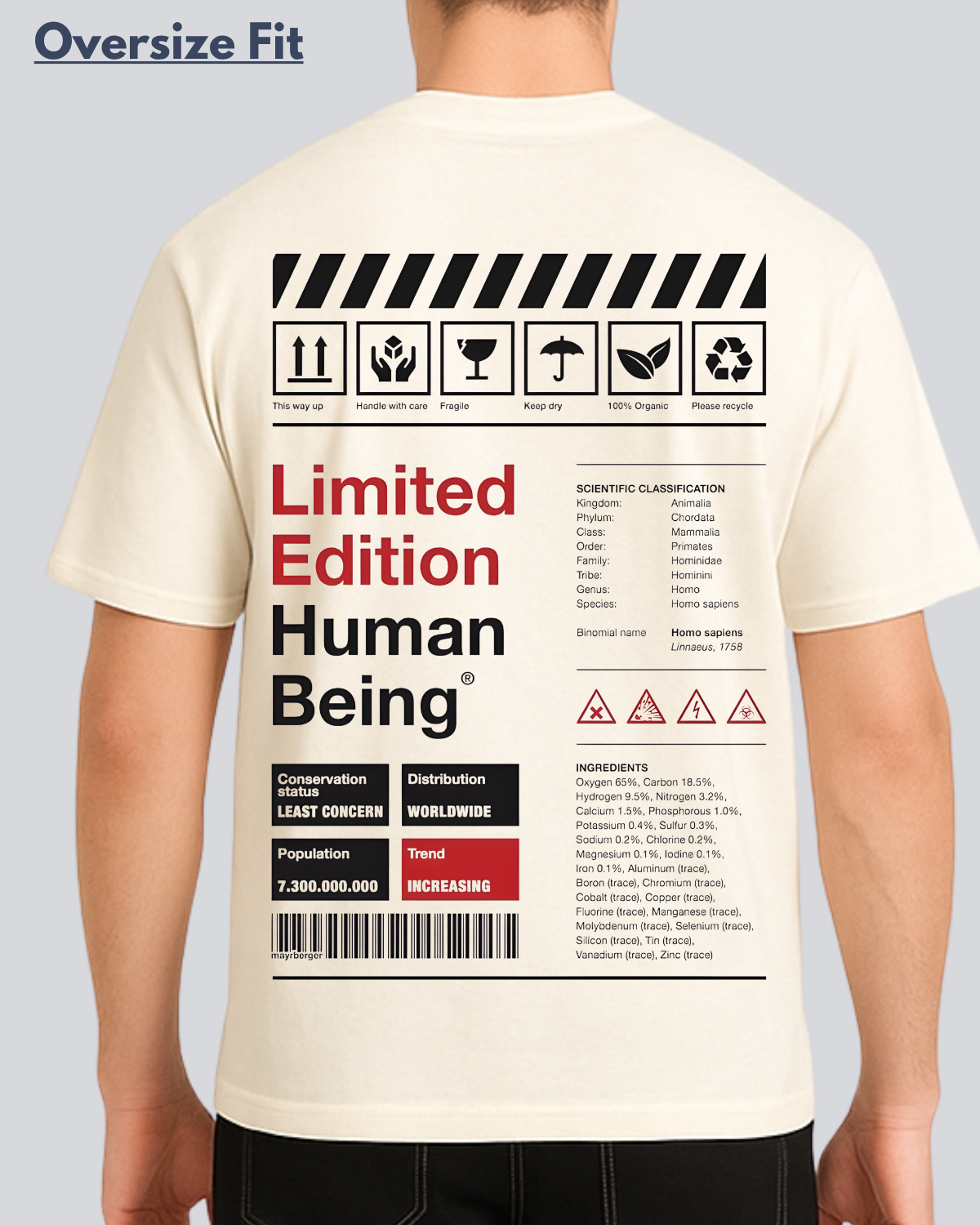 Printed Limited Edition Fragile Heart Streetwear Off White Oversize T-Shirt