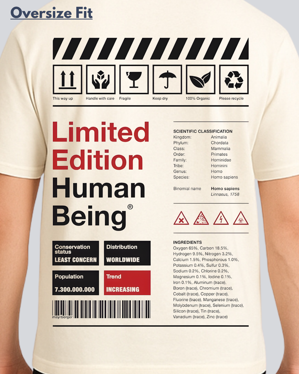 Printed Limited Edition Fragile Heart Streetwear Off White Oversize T-Shirt