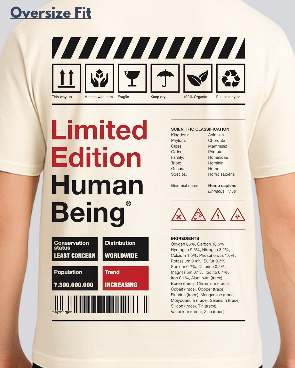 Printed Limited Edition Fragile Heart Streetwear Off White Oversize T-Shirt