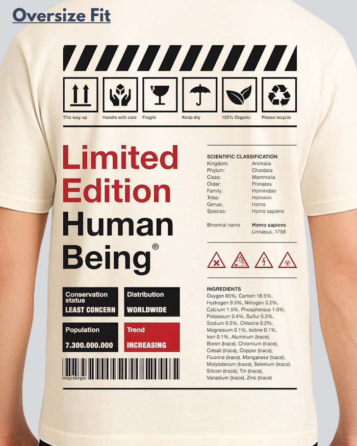 Printed Limited Edition Fragile Heart Streetwear Off White Oversize T-Shirt
