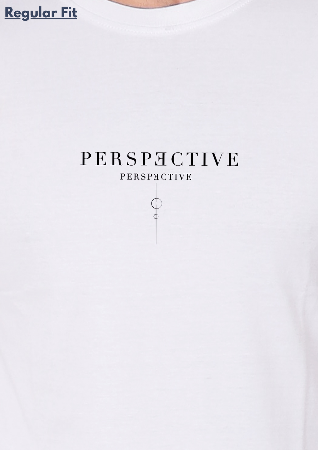 Printed Perspective Round Crew Neck White T-Shirt